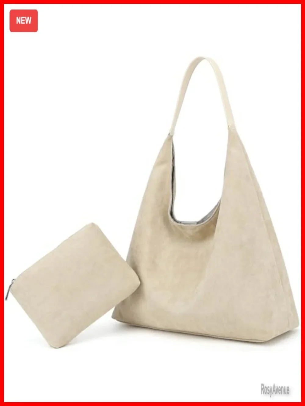 Faux Suede Slouchy Hobo Tote Bag for Women, Large Capacity Work Handbag with